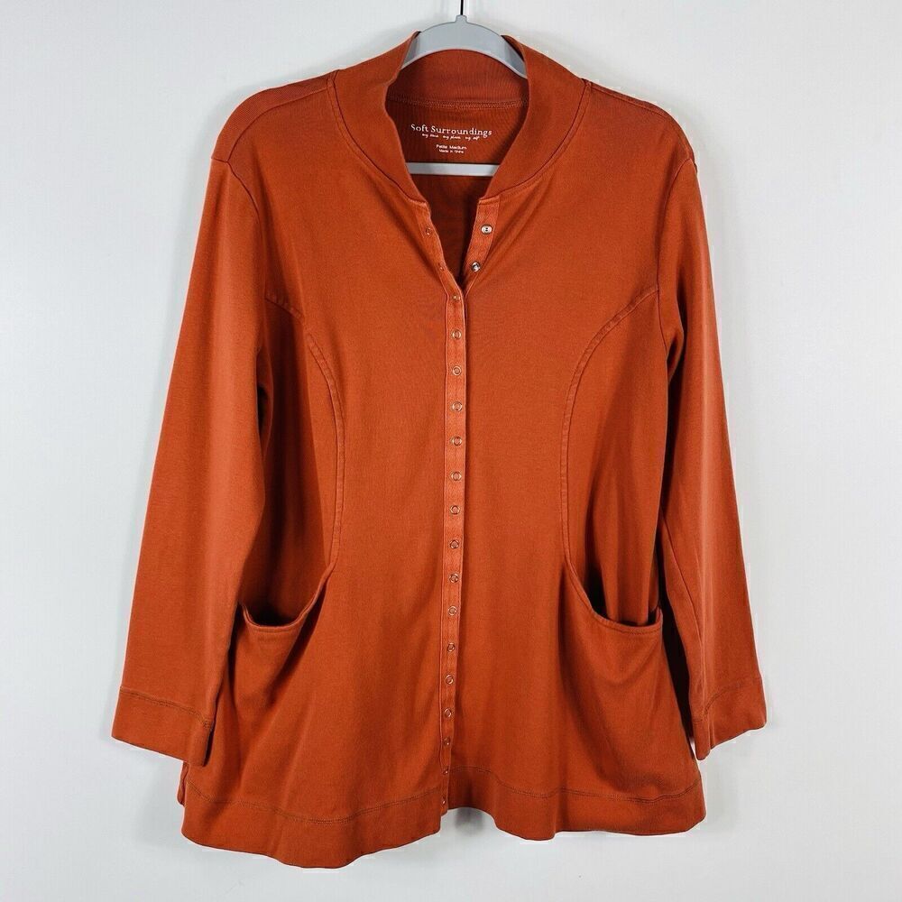 Soft Surroundings Petite Medium Snap Button Northport Jacket Orange